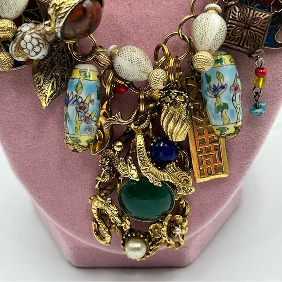 Vintage dragon 1960s handmade chunky charm Statement pendant Necklace - Picture 4 of 16